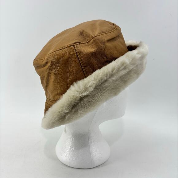 Wilsons Leather Bucket Hat Leather Sherpa Lined Tan 90s Size S/M main image 6